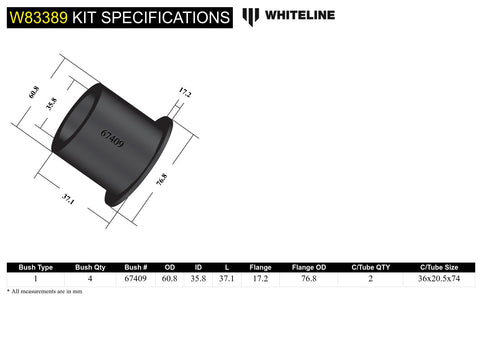 Front Lower Caster Arm Bush Kit