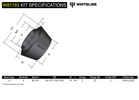 Strut Rod To Chassis Bush Kit